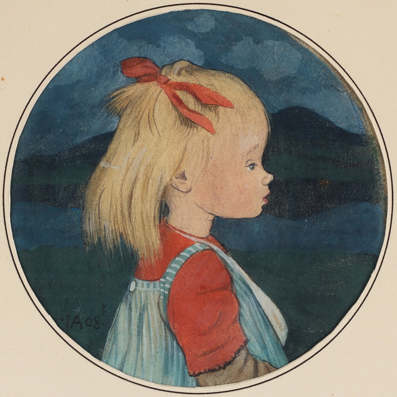 Ivar Arosenius, Eva with red hairband (Lillan med rött hårband), 1908