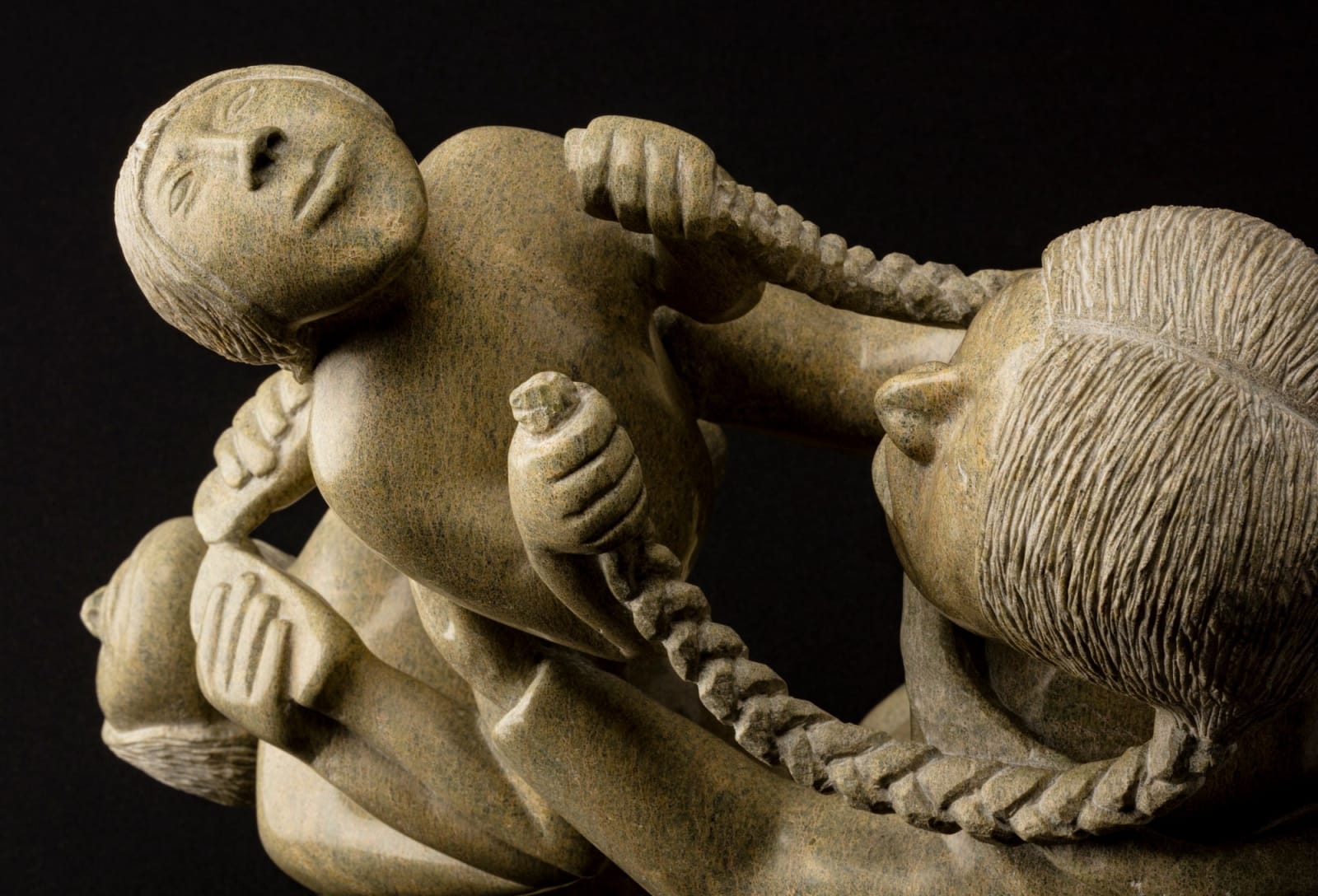 PITSEOLAK NIVIAQSI R.C.A. (1947-2015) KINNGAIT (CAPE DORSET), Mother with Two Children, c. 2000