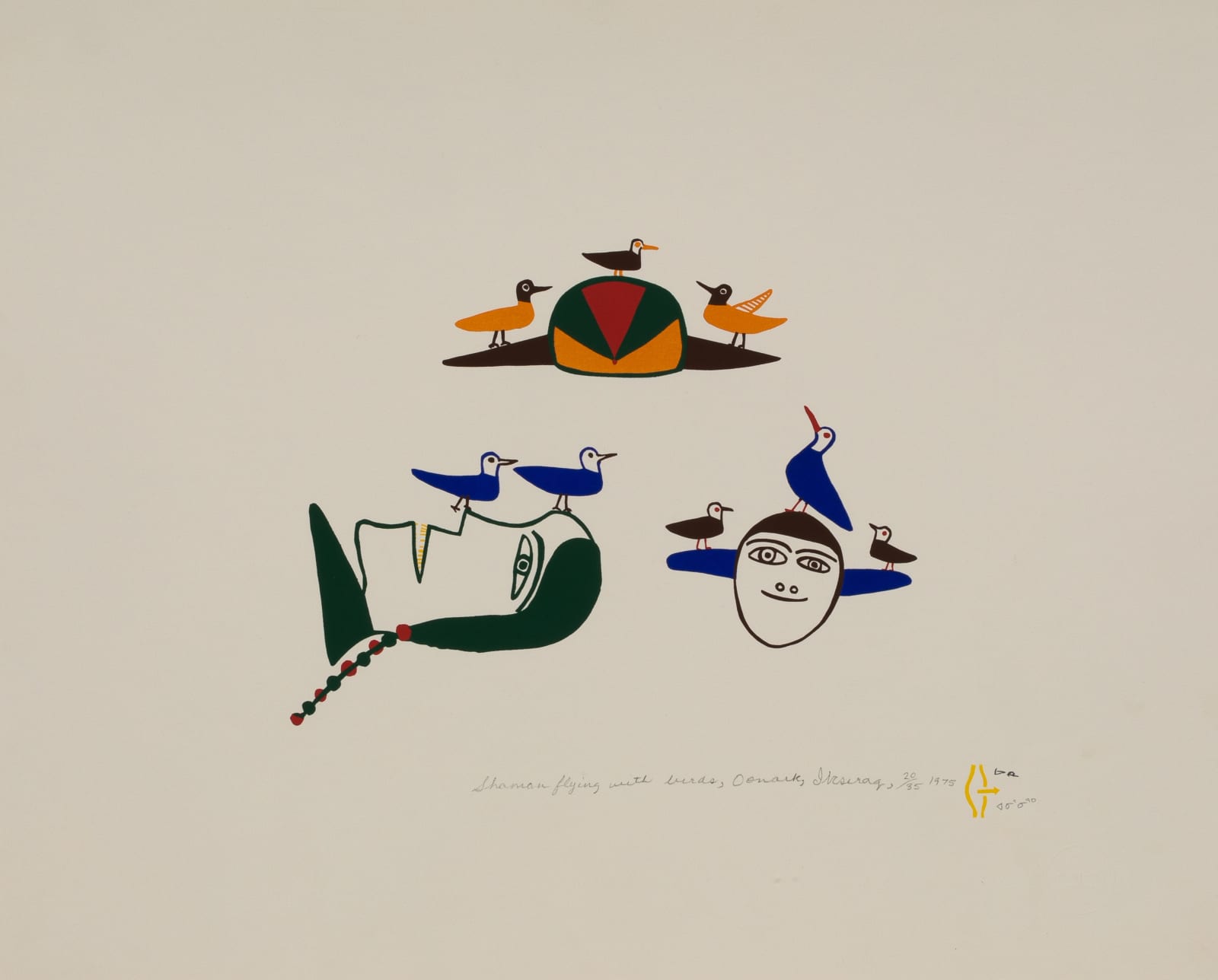 JESSIE OONARK, O.C., R.C.A (1906-1985) QAMANI'TUAQ (BAKER LAKE), Shaman Flying with Birds, 1975 #9