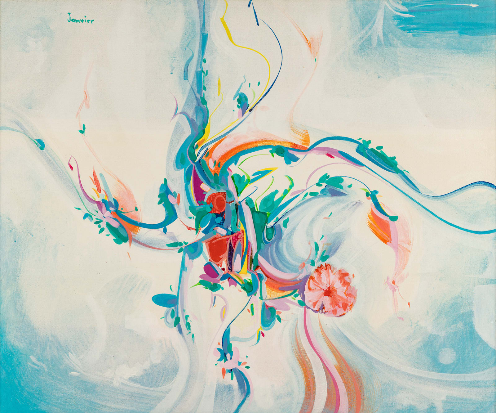 ALEX JANVIER, C.M., A.O.E., R.C.A., (1935-2024), DENE SULINE AND SAULTEAUX, COLD LAKE, AB, Blue Lake Sky, mid 1980s