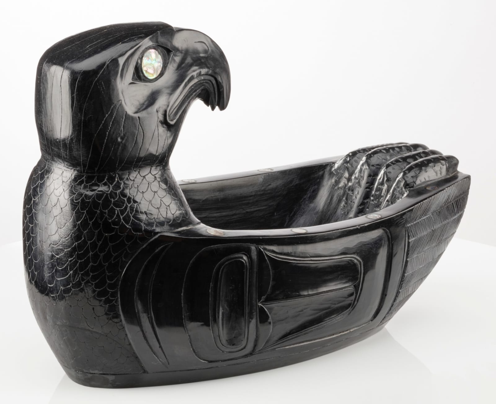 RUFUS MOODY, C.M. (1923-1998) SKIDEGATE, B.C., Eagle Form Model Feast Bowl, c. late 1970s