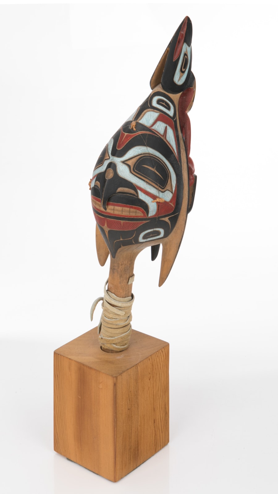LARRY ROSSO (1944-2006) DAKELH (CARRIER/LAKE BABINE NATION), Chief’s Raven Rattle with Human, Frog, and Kingfisher, 1974