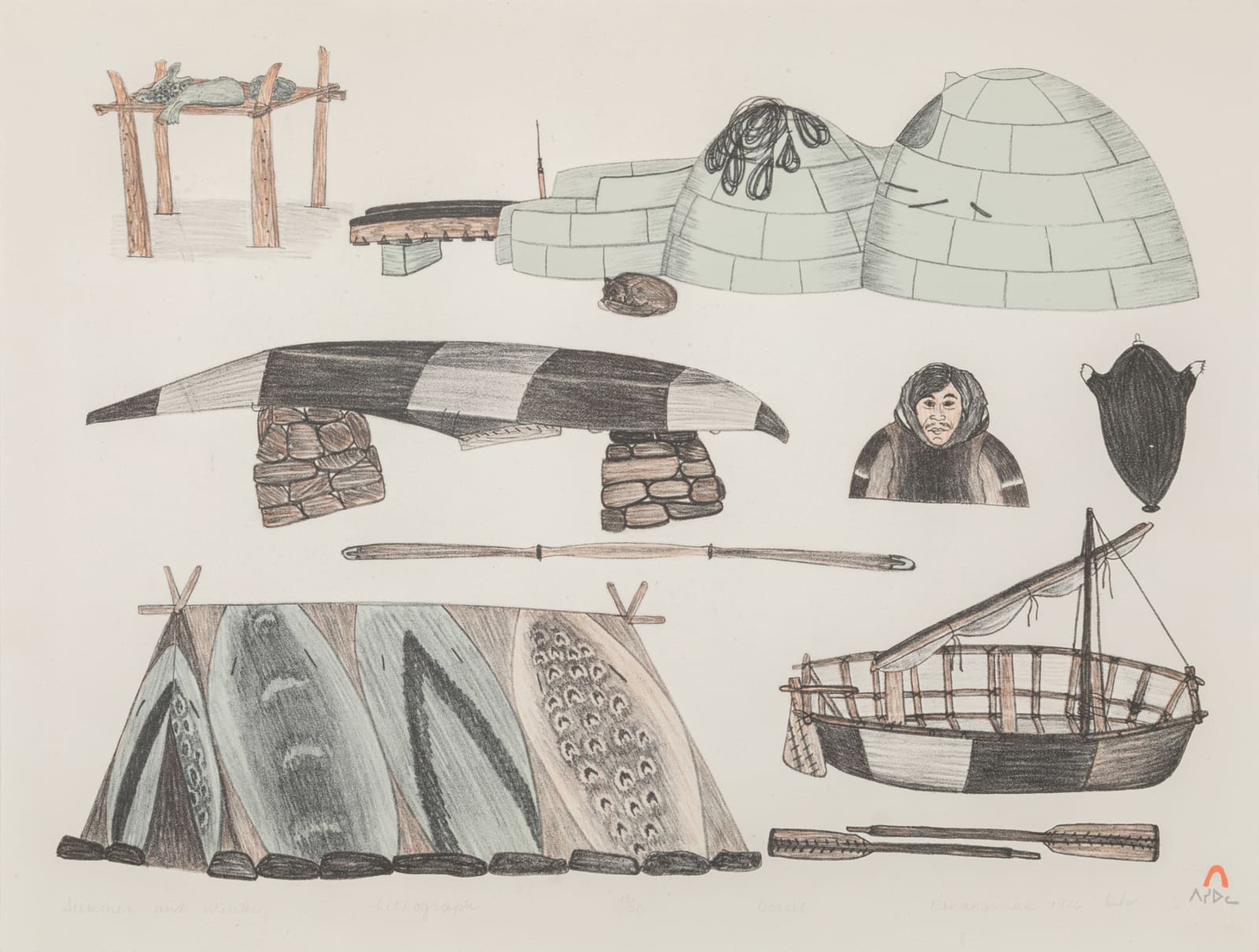 KANANGINAK POOTOOGOOK, R.C.A. (1935-2010) KINNGAIT (CAPE DORSET), Summer and Winter, 1976 (1977 L7)
