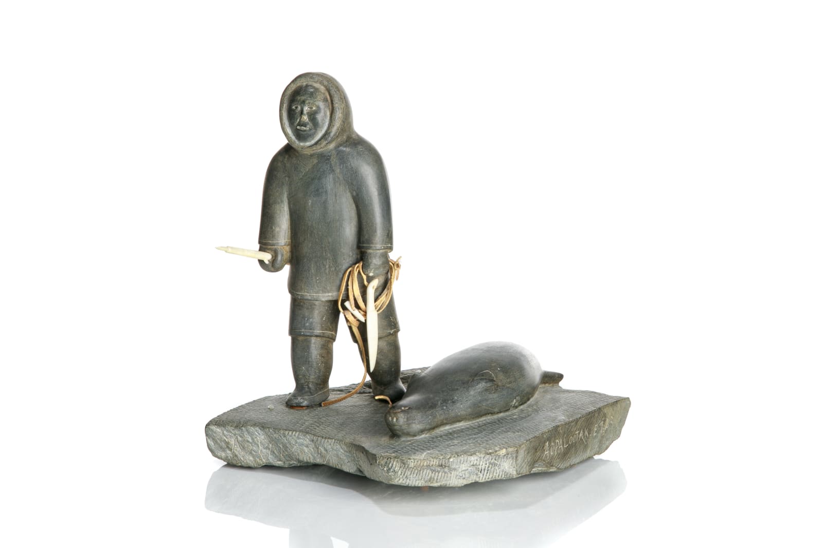 SIMONEE AUPALUKTAQ (1906-D) IQALUIT (FROBISHER BAY, Hunter with Captured Seal, early/mid 1960s