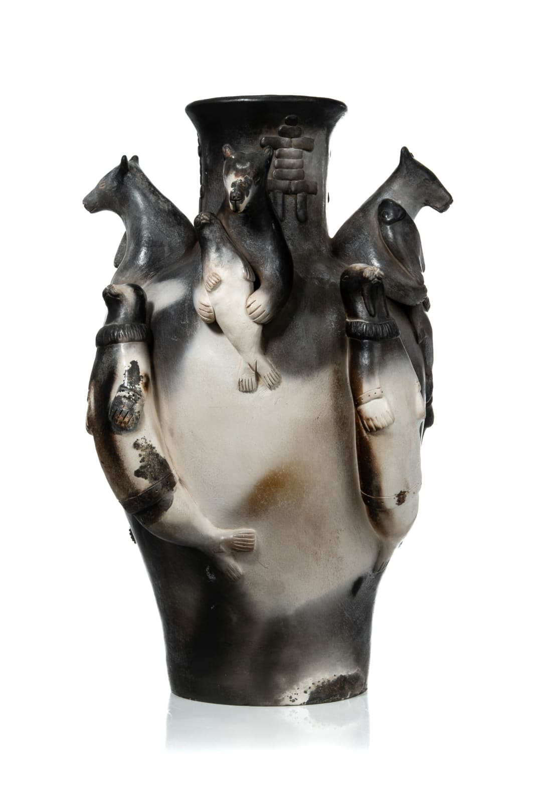 ROGER AKSADJUAK (1972-) KANGIQLINIQ (RANKIN INLET) / WINNIPEG, MB, Decorated Vase, 20 November 2004