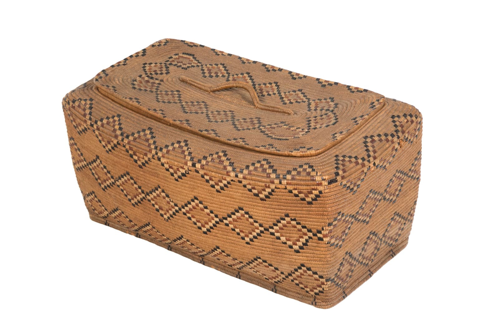 UNIDENTIFIED SALISH ARTISTS, Lidded Storage Basket and Tray, early 1900s