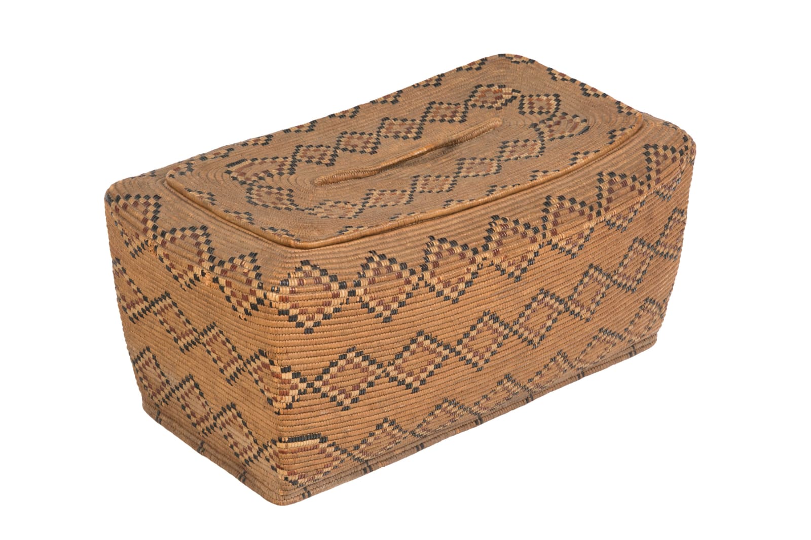 UNIDENTIFIED SALISH ARTISTS, Lidded Storage Basket and Tray, early 1900s