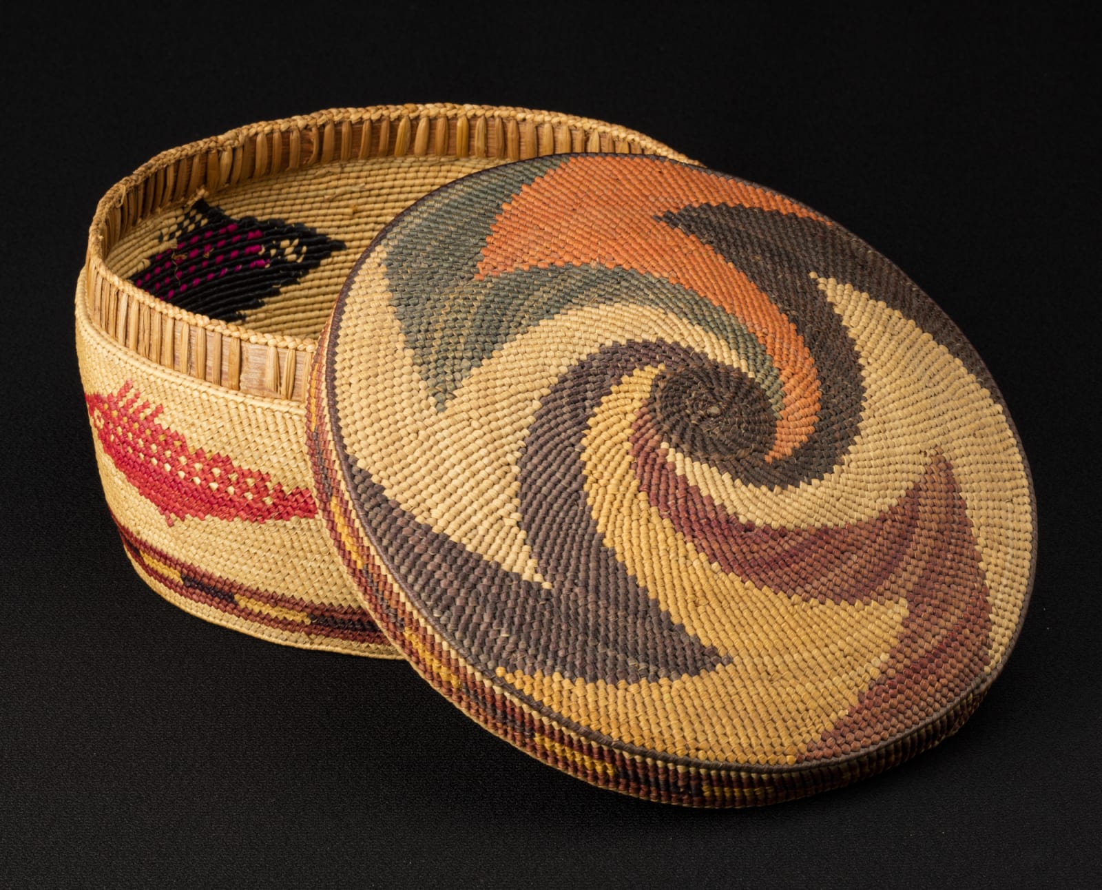 UNIDENTIFIED ARTIST, NUU-CHAH-NULTH OR MAKAH, Decorated Lidded Basket, c. 1890-1900