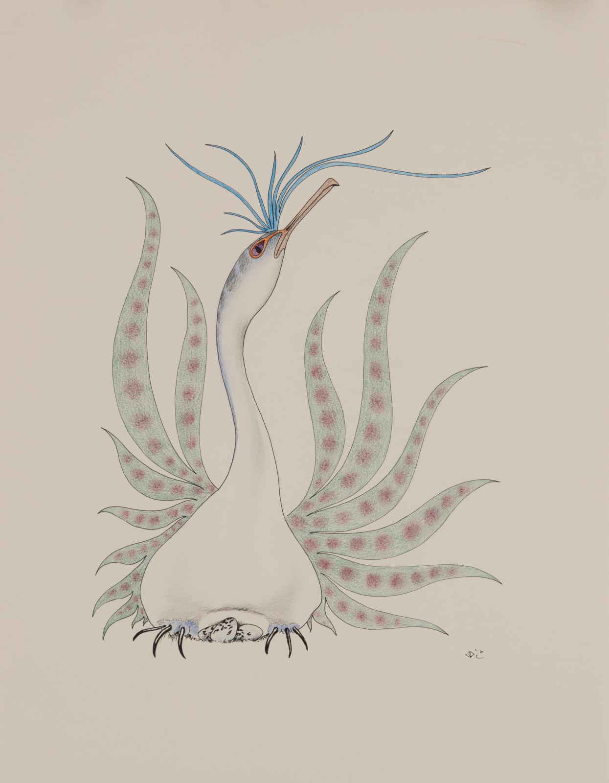 AOUDLA PUDLAT (1951-2006) KINNGAIT (CAPE DORSET), Bird on Nest, 1987/88