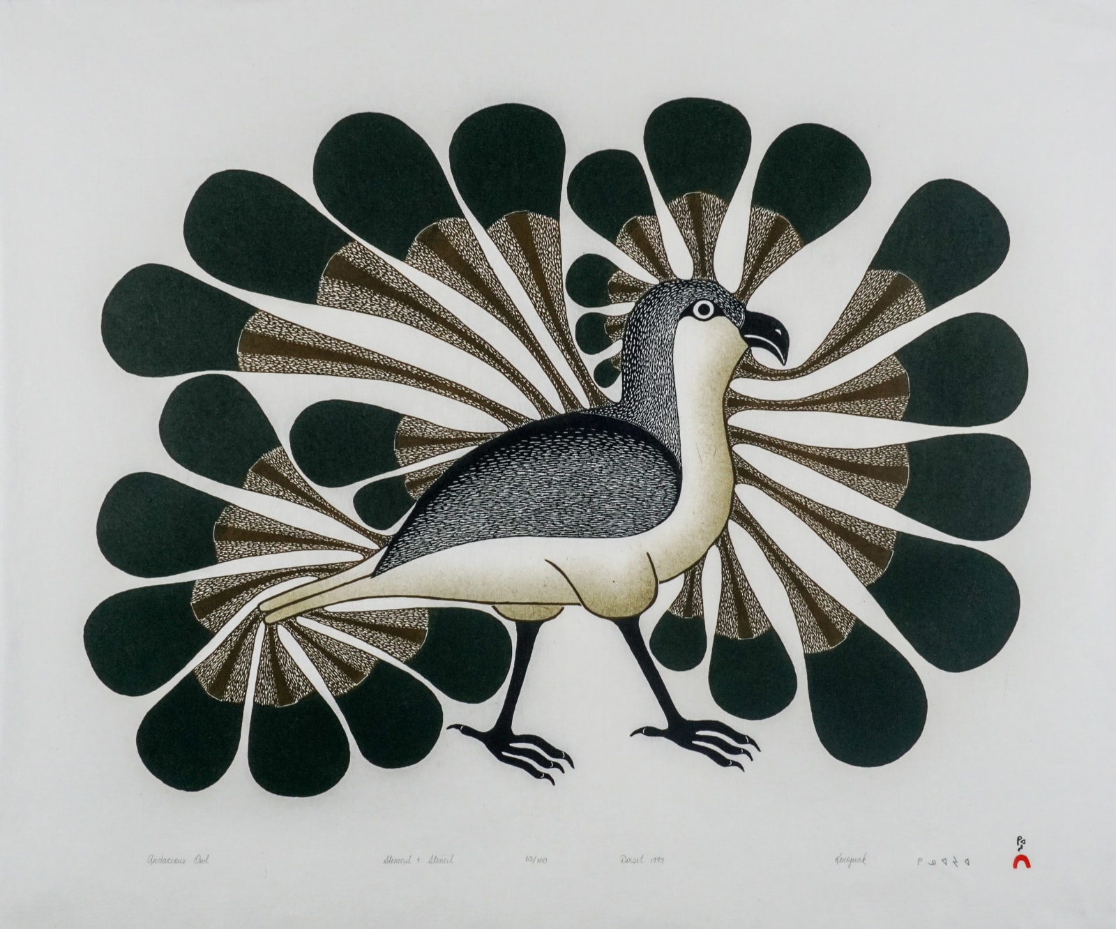 KENOJUAK ASHEVAK, C.C., R.C.A. (1927-2013) KINNGAIT (CAPE DORSET), Audacious Owl, 1993 #16