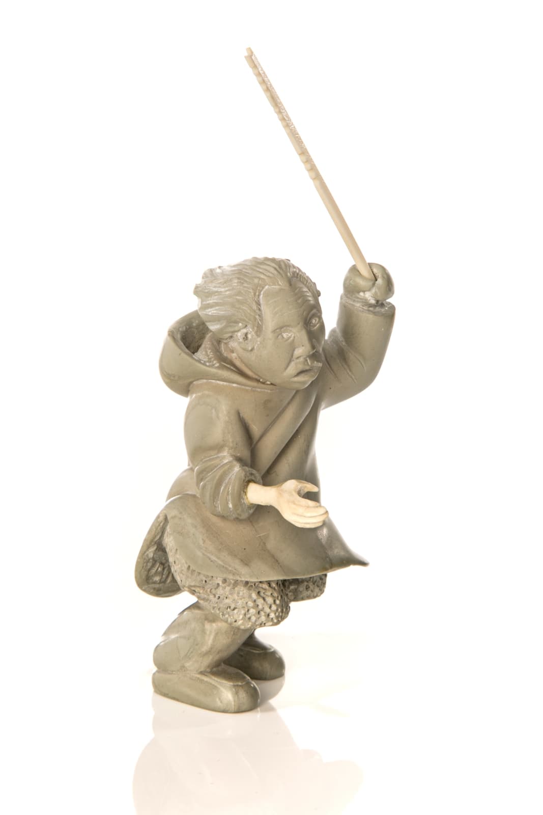 Attributed to MANASIE AKPALIAPIK (1955-) IKPIARJUK (ARCTIC BAY) / TORONTO, Standing Man with Stick and Antler Hand, mid 1990s