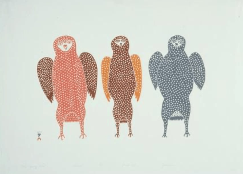 JAMASIE TEEVEE (1910-1985) KINNGAIT (CAPE DORSET), Standing Owl, c. 1960