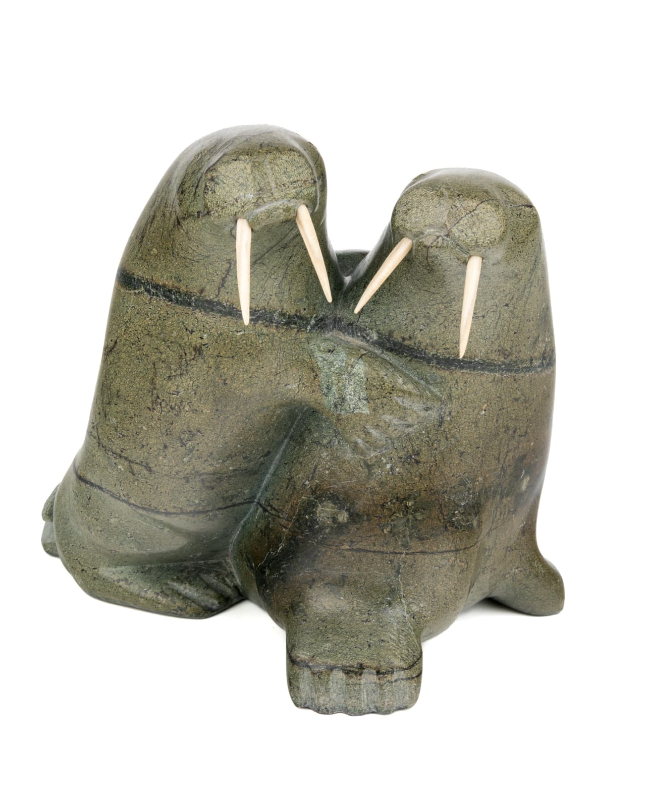 NOOTAULAK EEYEVADLUK (1942-) KIMMIRUT (LAKE HARBOUR), Embracing Walruses, 1977