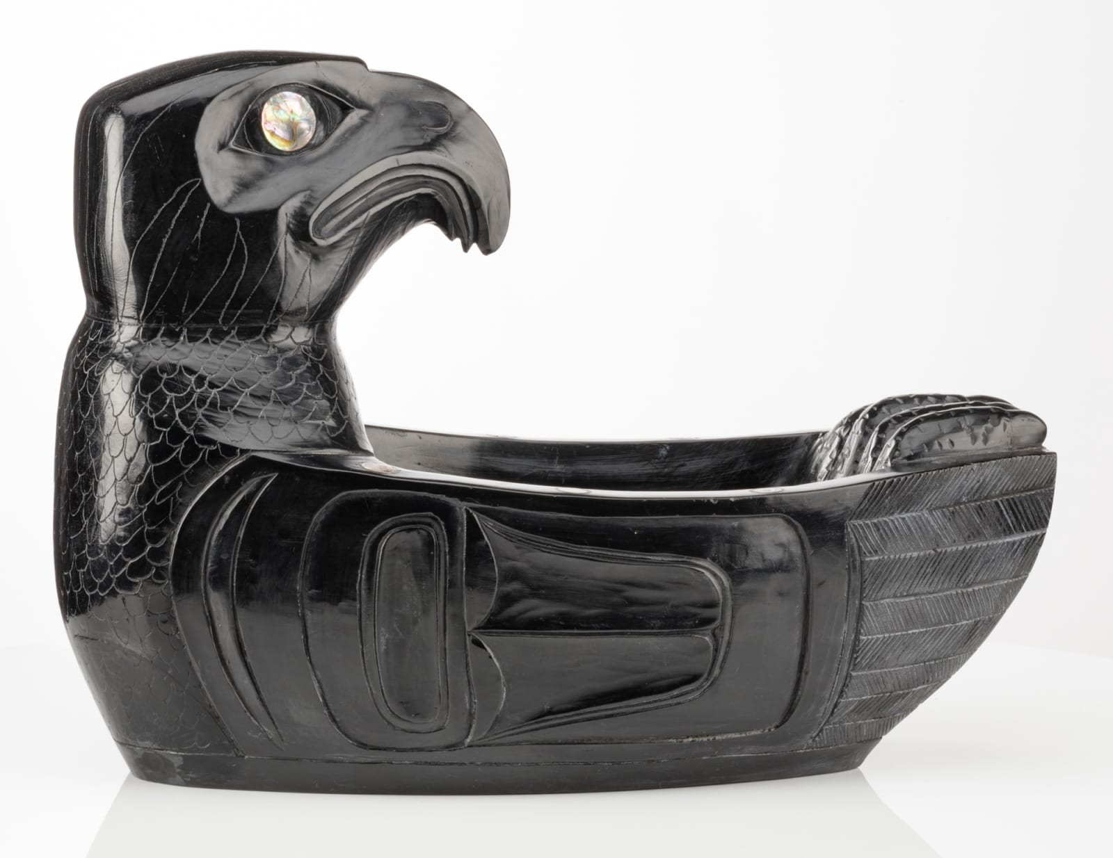 RUFUS MOODY, C.M. (1923-1998) SKIDEGATE, B.C., Eagle Form Model Feast Bowl, c. late 1970s