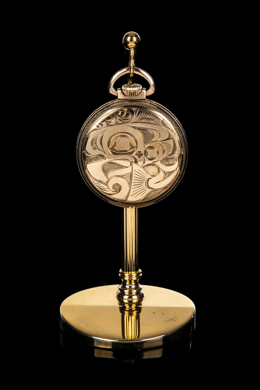 STEVEN CLAY BROWN, NON-INDIGENOUS, Hamilton Open Face Pocket Watch with Salmon Design, 2000-2010s