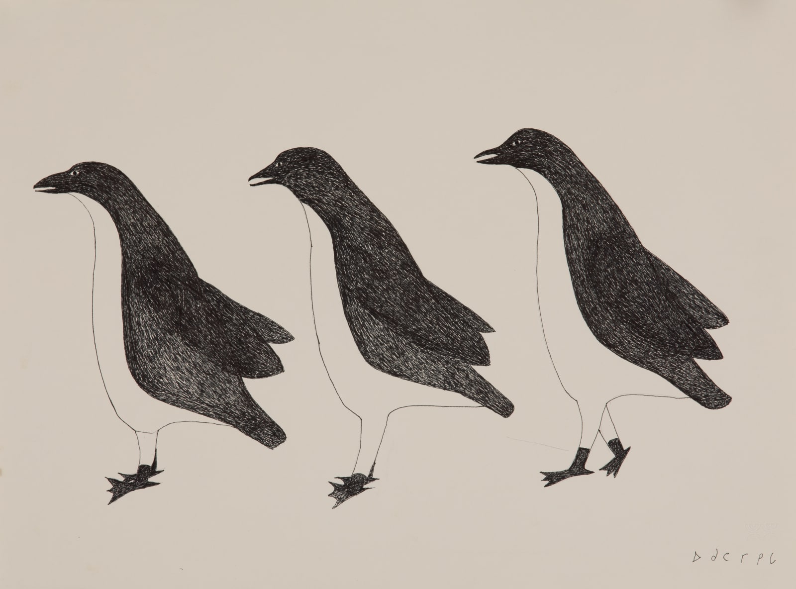 OHOTAQ MIKKIGAK (1936-2014) KINNGAIT (CAPE DORSET), Three Birds, 2000/01