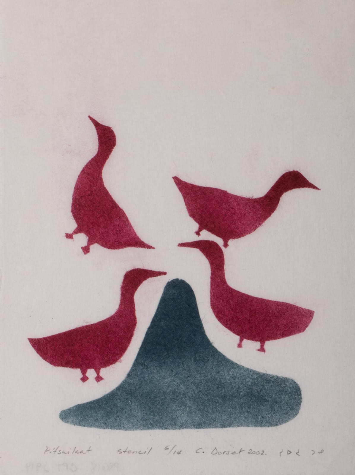 SHEOJUKE TOONOO (1928-2010) KINNGAIT (CAPE DORSET), Pitsuilaat (Sea Ducks), 2002