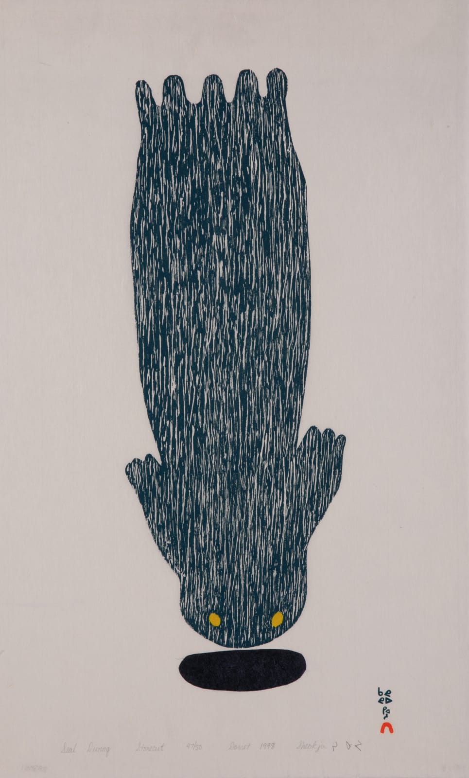 SHEOJUK ETIDLOOIE (1932-1999) KINNGAIT (CAPE DORSET), Seal Diving, 1998 #16