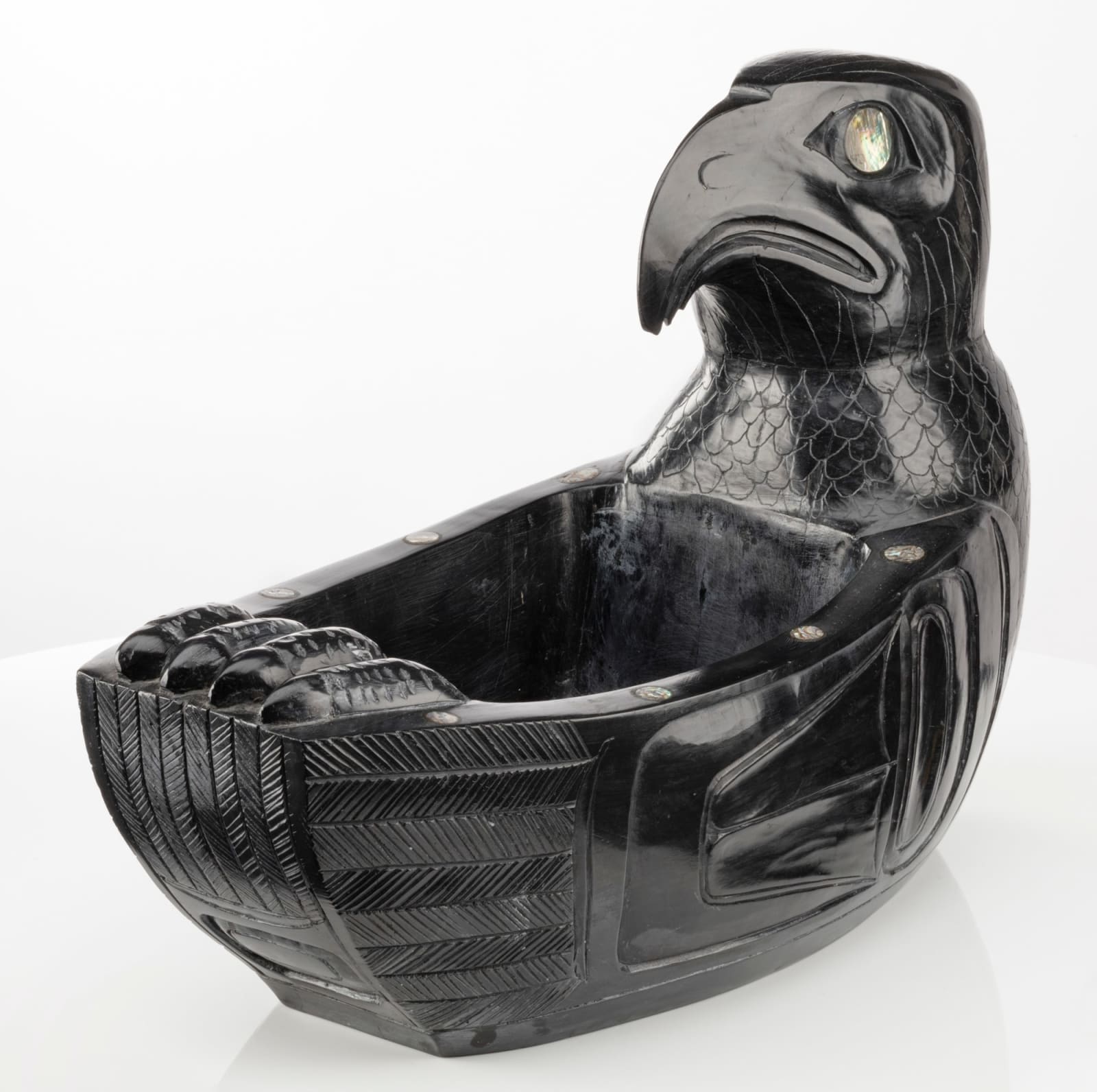 RUFUS MOODY, C.M. (1923-1998) SKIDEGATE, B.C., Eagle Form Model Feast Bowl, c. late 1970s