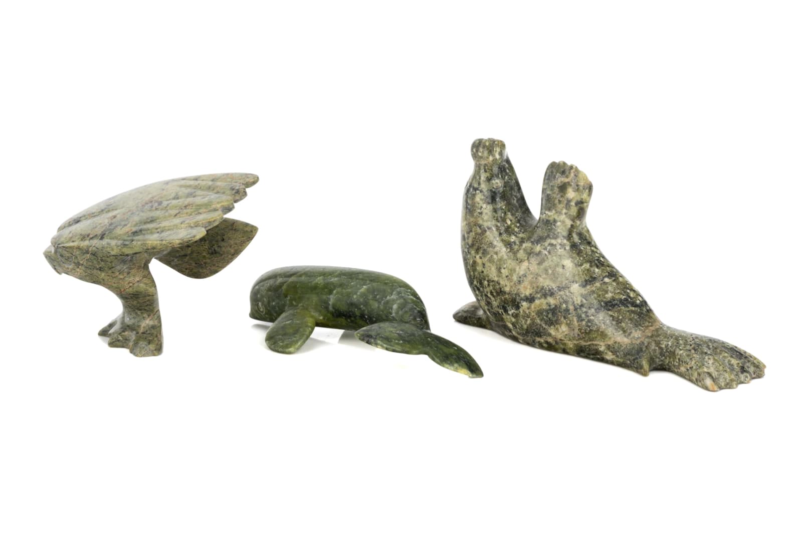 ALASHUA SHARKY (1973-), MARY RAGEE, and NOAH NOWDLAK (1964-) KINNGAIT (CAPE DORSET), Three Arctic Animals, c. 1990s / 2000s