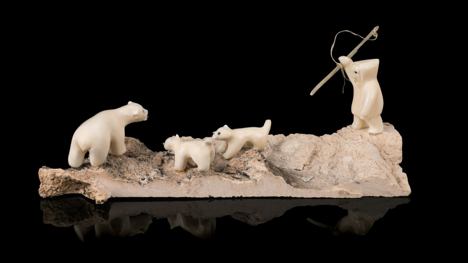 EMILY PANGNERK ILLUITOK (1943-2012) ARVILIQJUAQ (PELLY BAY), First to the Feast: Hunter, Dogs, Polar Bear, and Seal, 1980s