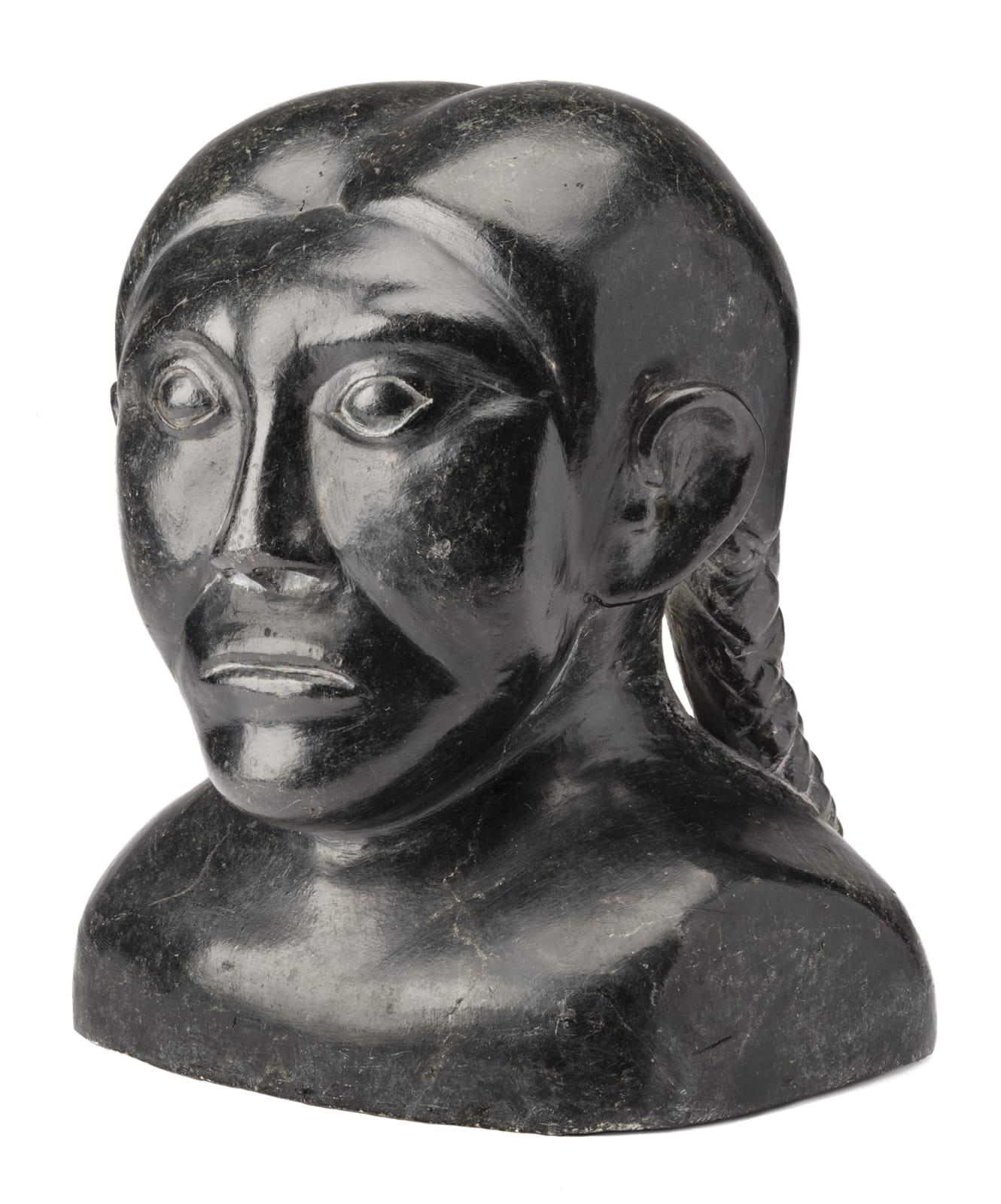 SYOLLIE (SAROLLIE) WEETALUKTUK (1906-1962) m., INUKJUAK (PORT HARRISON), Bust of a Young Woman with Plaited Hair, c. 1960