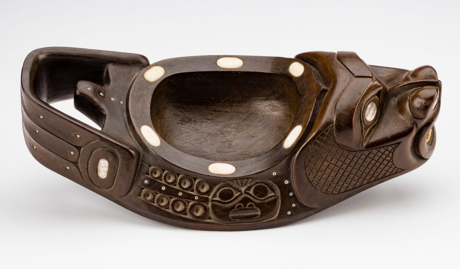 AUGUSTUS BEAN (1850-1926) and RUDOLPH WALTON (1867-1951), TLINGIT, SITKA, ALASKA, Seal Form Grease Bowl, c. 1910-1915