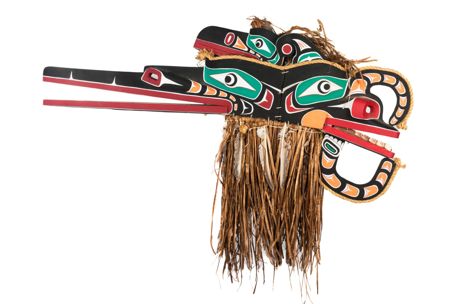TONY GULBRANDSEN (1962-) TSIMSHIAN, Kwakwa̱ka̱ʼwakw Style G̲a̱luḵwiwe (Crooked Beak of Heaven) and Huxwhukw (Hok Hok) Double Mask, 1990s