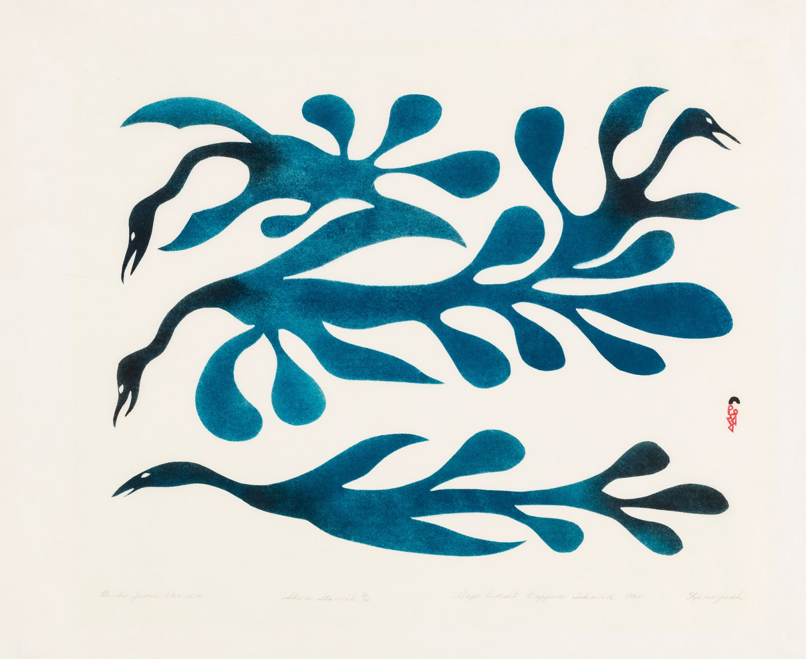 KENOJUAK ASHEVAK, C.C., R.C.A. (1927-2013) KINNGAIT (CAPE DORSET), Birds from the Sea, 1960 #22