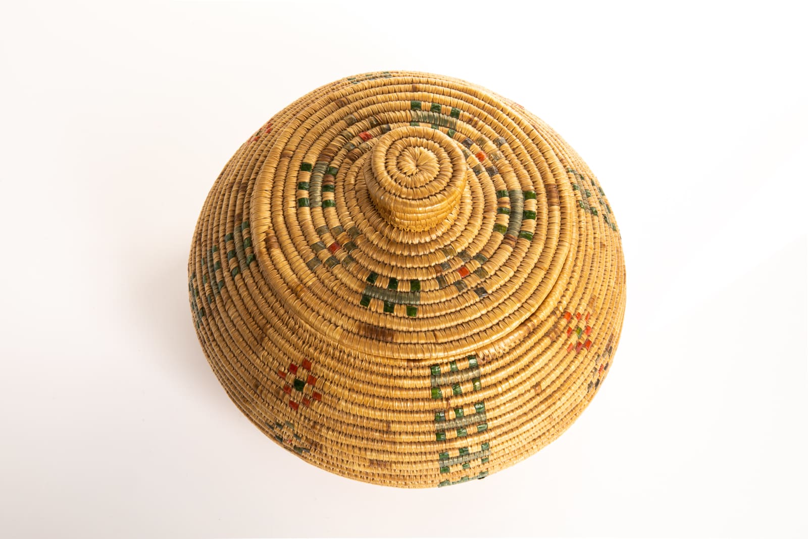 UNIDENTIFIED MAKER, YUP'IK, WESTERN ALAKSA, Lidded Coiled Basket , late 19th century