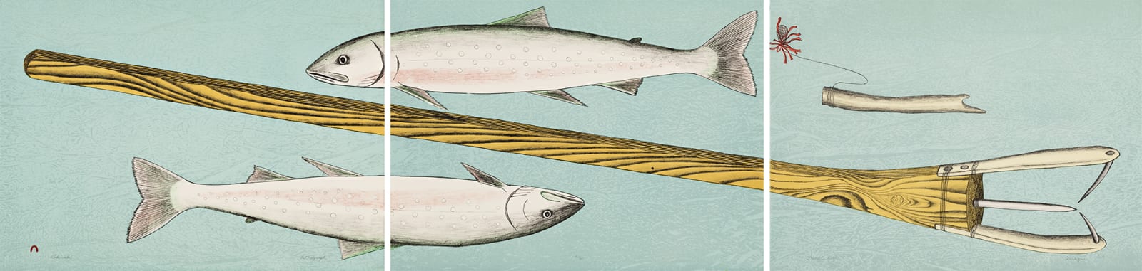 ARNAQU ASHEVAK (1956-2009) KINNGAIT (CAPE DORSET), Kakivak (Fish Spear) (A Triptych), 2001 #1