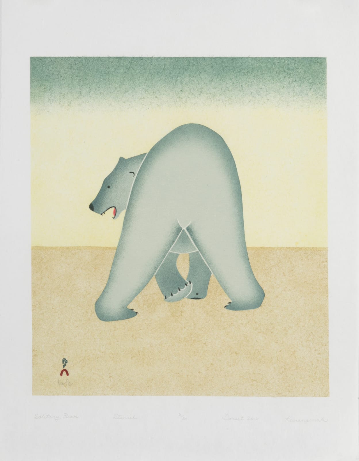 KANANGINAK POOTOOGOOK, R.C.A. (1935-2010) KINNGAIT (CAPE DORSET), Solitary Bear, 2010 #5