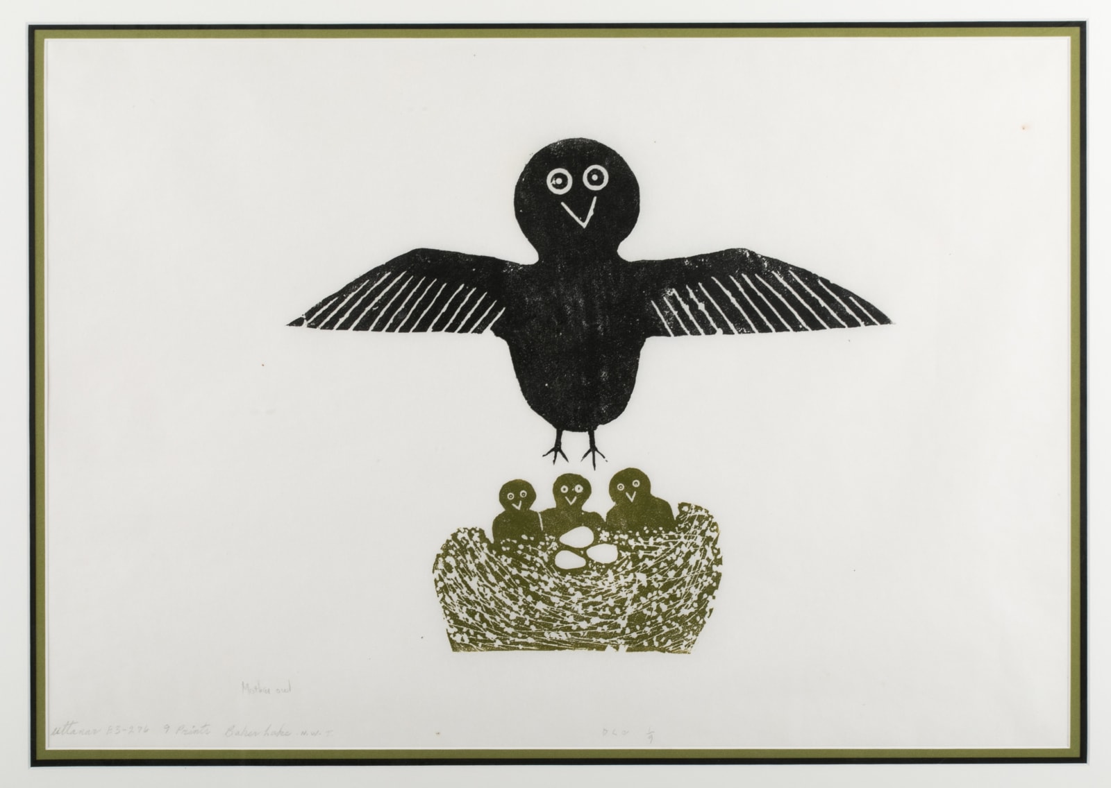 EFFIE ANGALI'TAAQ ARNALUAQ (1936-) QAMANI'TUAQ (BAKER LAKE), Mother Owl, 1968 (Baker Lake Experimental Collection) #87*