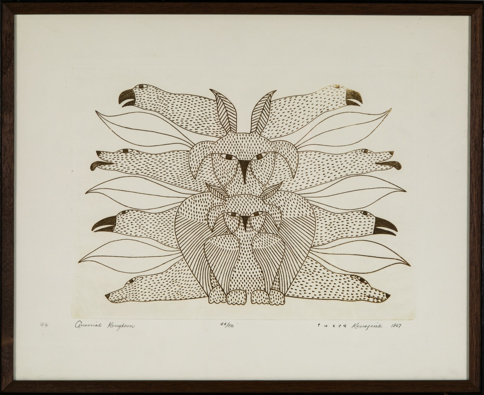 KENOJUAK ASHEVAK, C.C., R.C.A. (1927-2013) KINNGAIT (CAPE DORSET), Animal Kingdom, 1967 #44