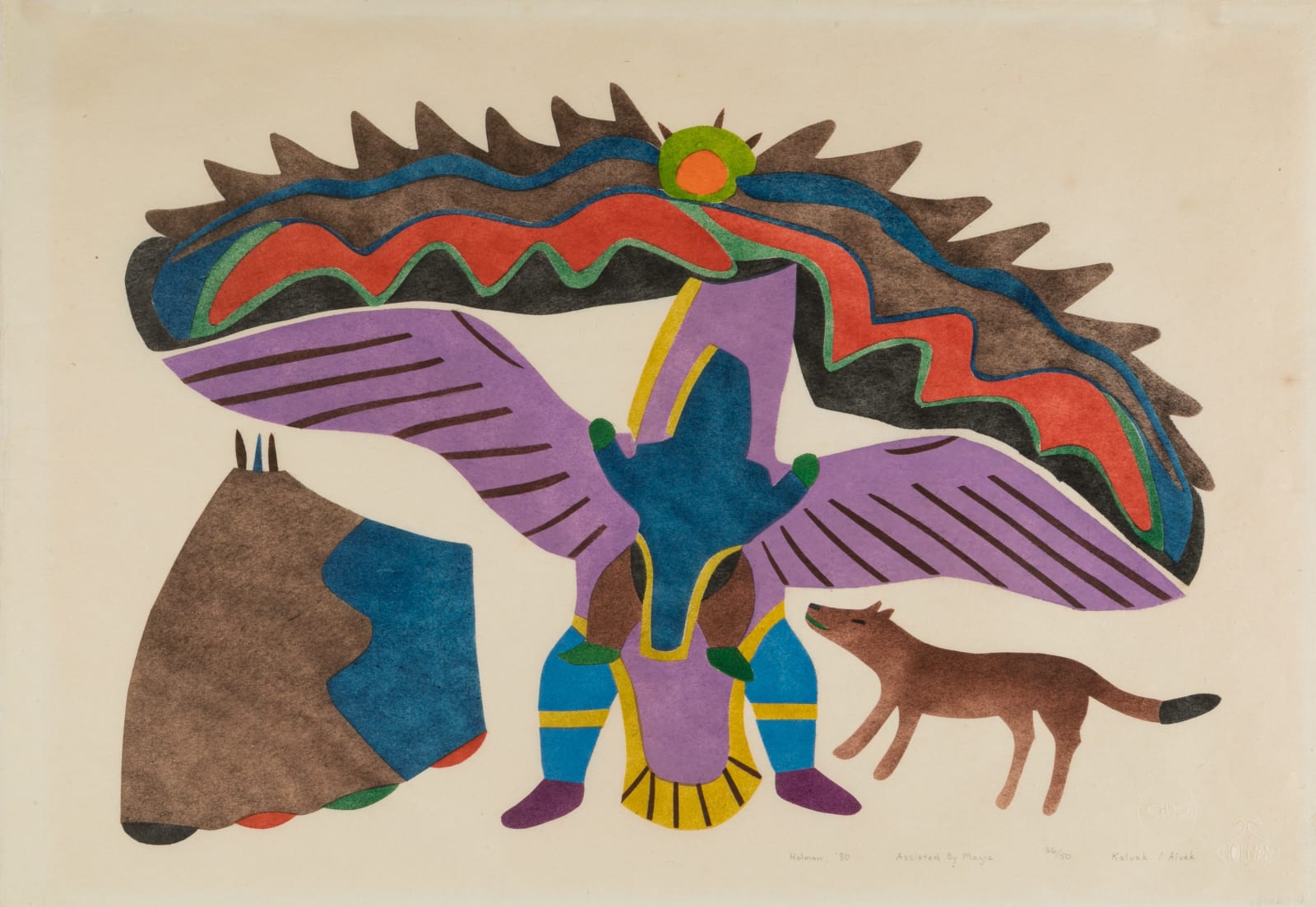 HELEN KALVAK, R.C.A., C.M. (1901-1984) ULUKHAKTOK (HOLMAN), Assisted by Magic, 1980 (1980/1 #6)