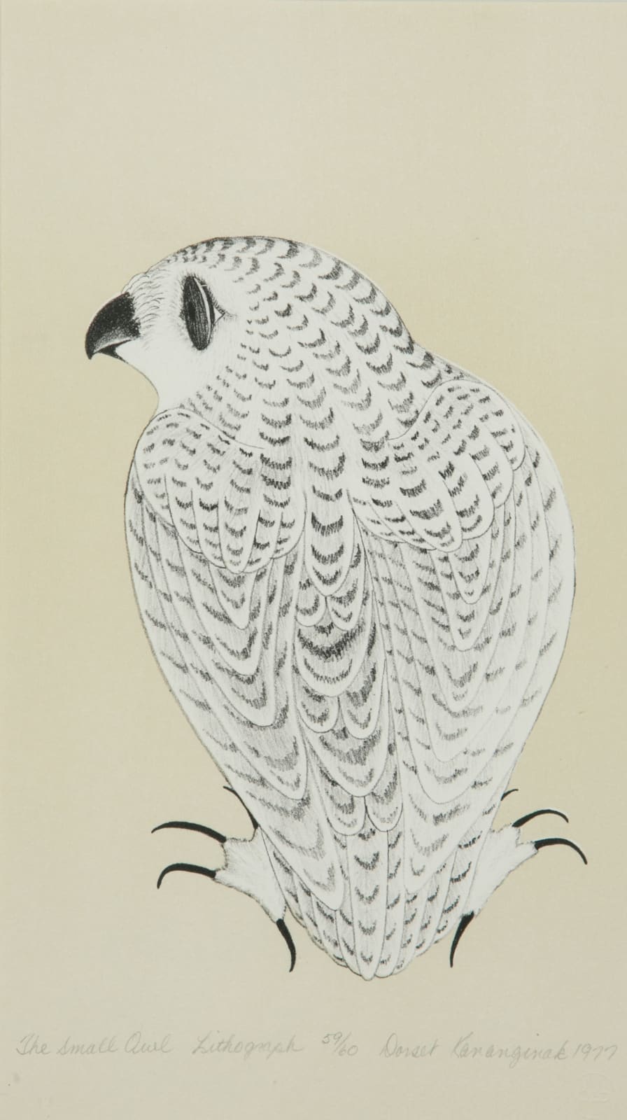 KANANGINAK POOTOOGOOK, R.C.A. (1935-2010) KINNGAIT (CAPE DORSET), The Small Owl, 1977 #L9