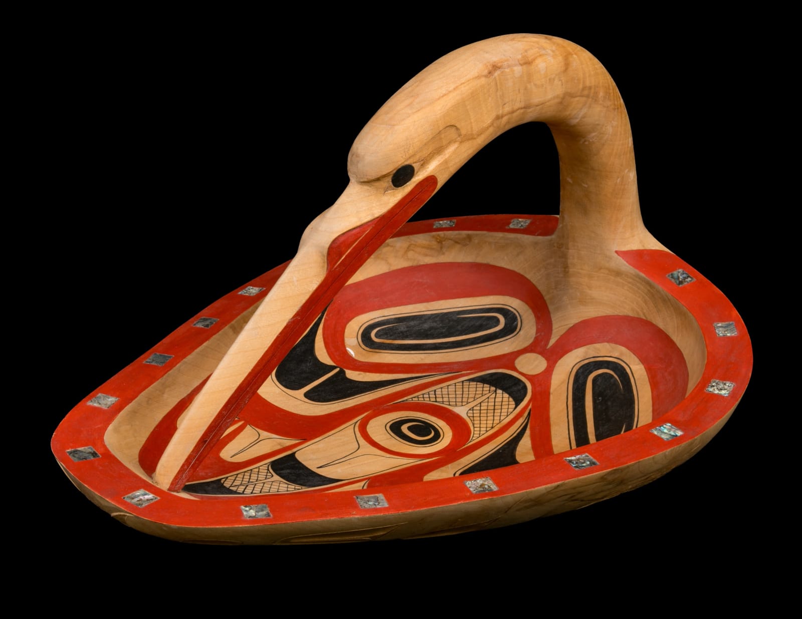 GLEN RABENA (1953-), NON-INDIGENOUS, ADOPTED HAIDA, HORNBY ISLAND, Preening Heron Bowl, 2007