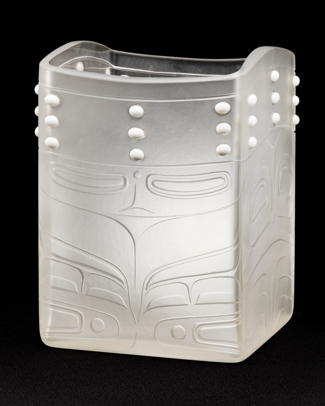 JOE DAVID (1946-) NUU-CHAH-NULTH, TOFINO, B.C., Glass "Bentwood" Container, 2004
