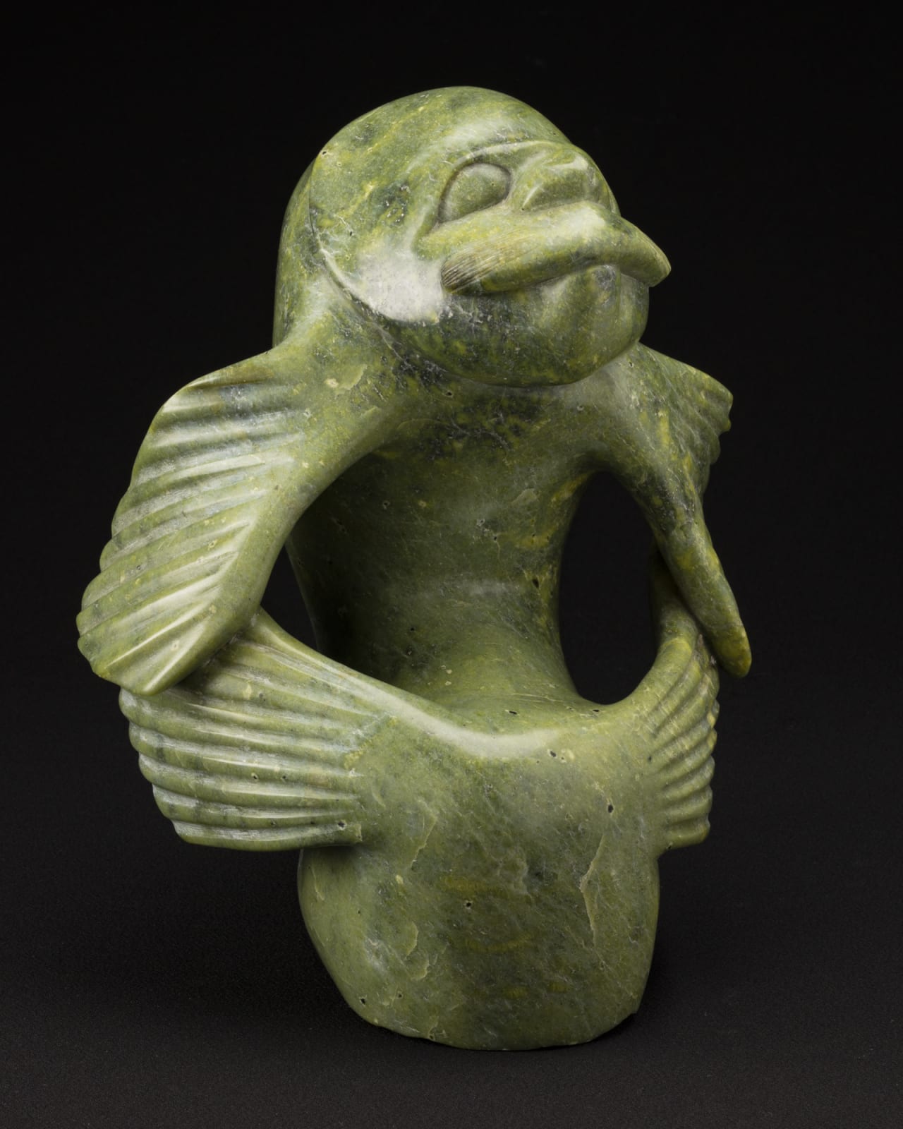 Attr: KIUGAK (KIAWAK) ASHOONA, O.C., R.C.A. (1933-2014) KINNGAIT (CAPE DORSET), Shaman-Fish Transformation, 1960-3