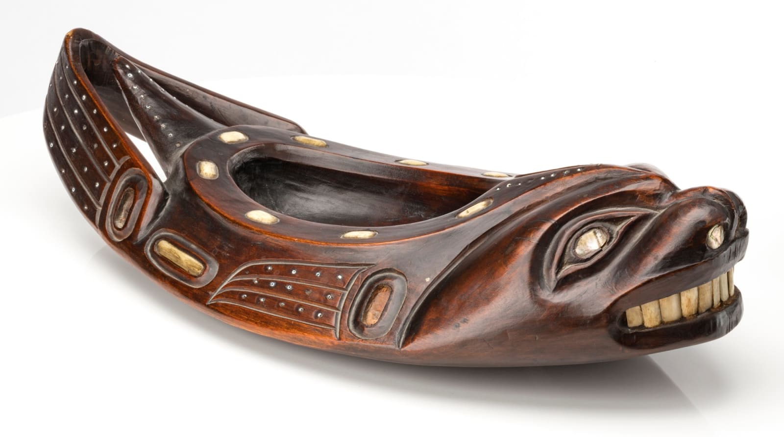 POSSIBLY RUDOLPH WALTON (1867-1951) OR A FOLLOWER, TLINGIT, SITKA, ALASKA, Seal Form Grease Bowl, c. 1920