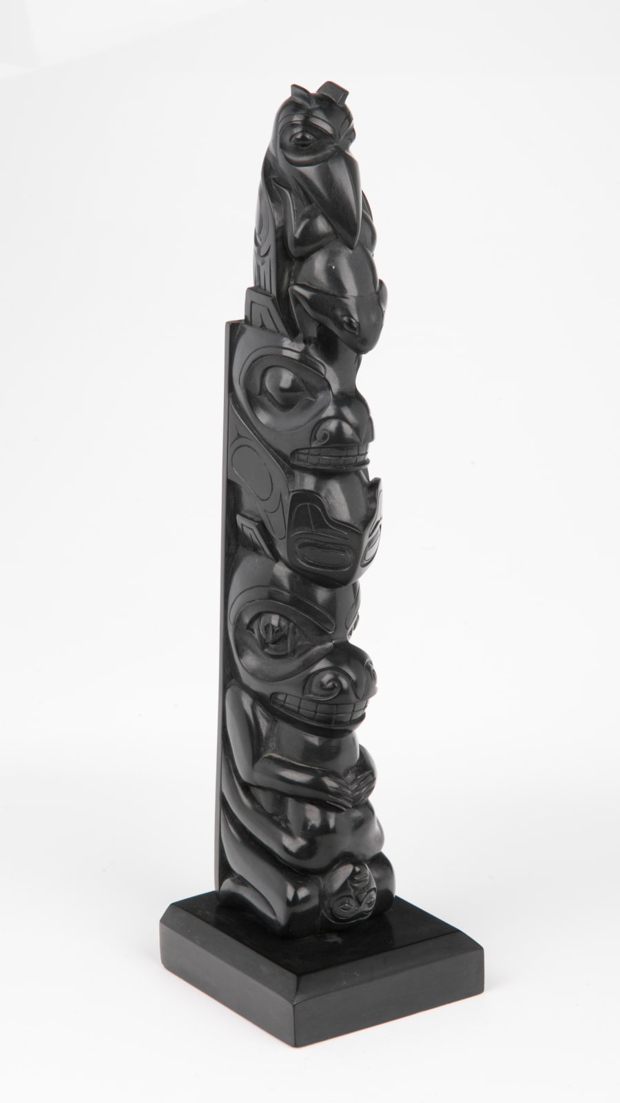 STEVE R. COLLISON (c. 1953-?), HAIDA, Model Totem Pole (Raven with Frog Whale Grizzly with Woman), 1975