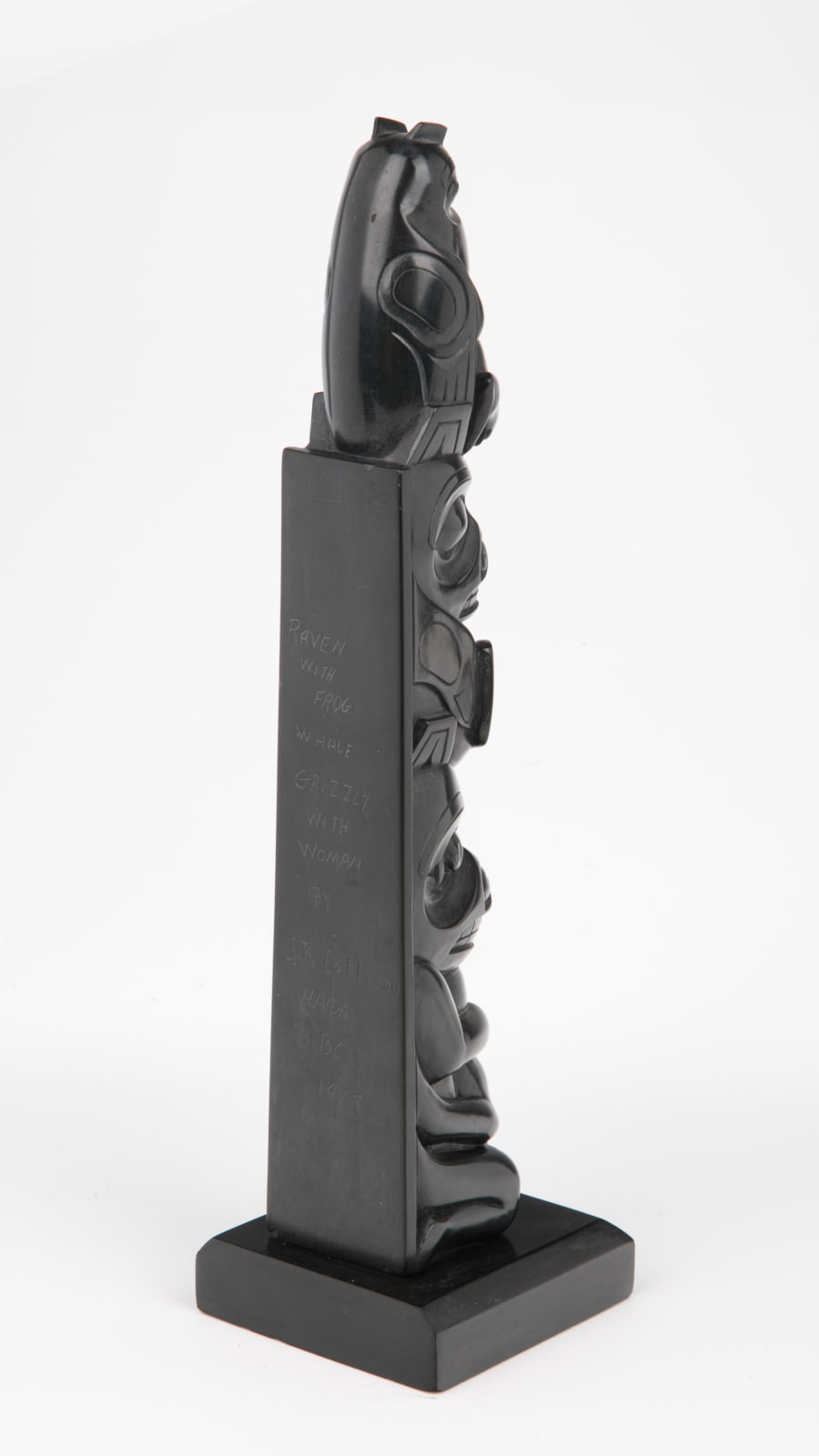 STEVE R. COLLISON (c. 1953-?), HAIDA, Model Totem Pole (Raven with Frog Whale Grizzly with Woman), 1975