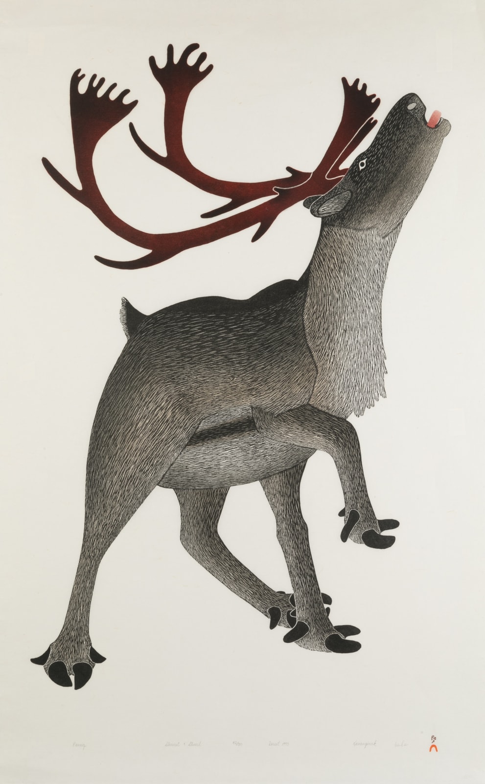 KANANGINAK POOTOOGOOK, R.C.A. (1935-2010) KINNGAIT (CAPE DORSET), Panniq (Bull Caribou), 1993 #7
