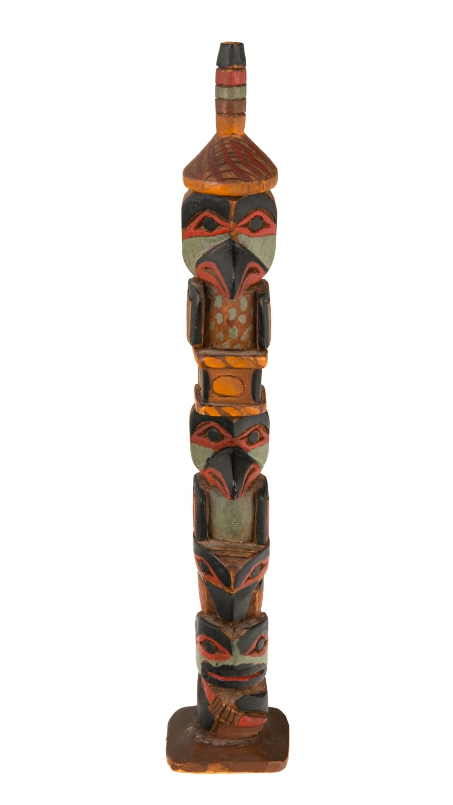 JAMES RUDOLPH (1858-1933) TLINGIT, JUNEAU, ALASKA, Model Raven Totem Pole, c. 1920s