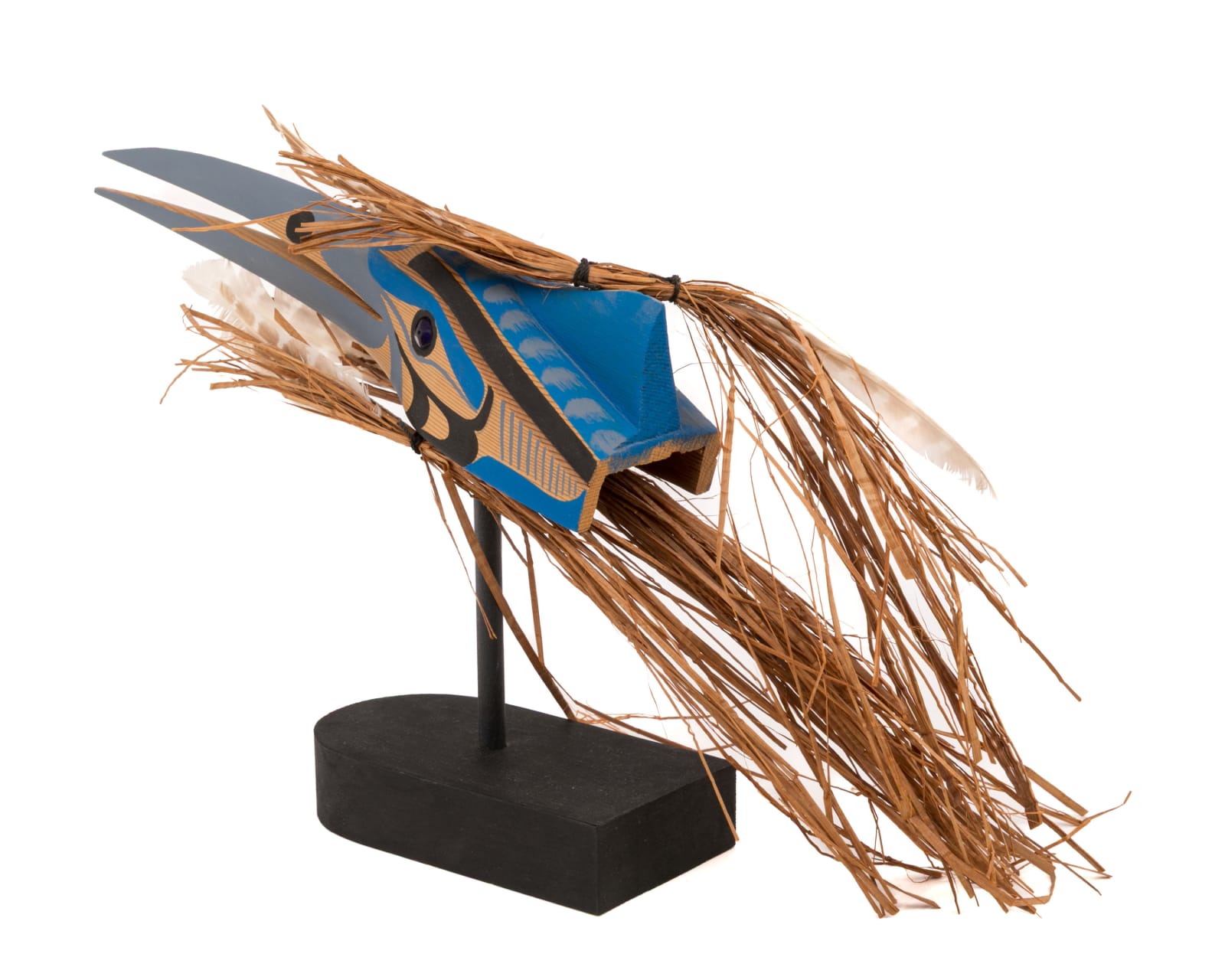 PATRICK AMOS (1957-) NUU-CHAH-NULTH, Miniature Kingfisher Mask on Base, 8 Feb 2011