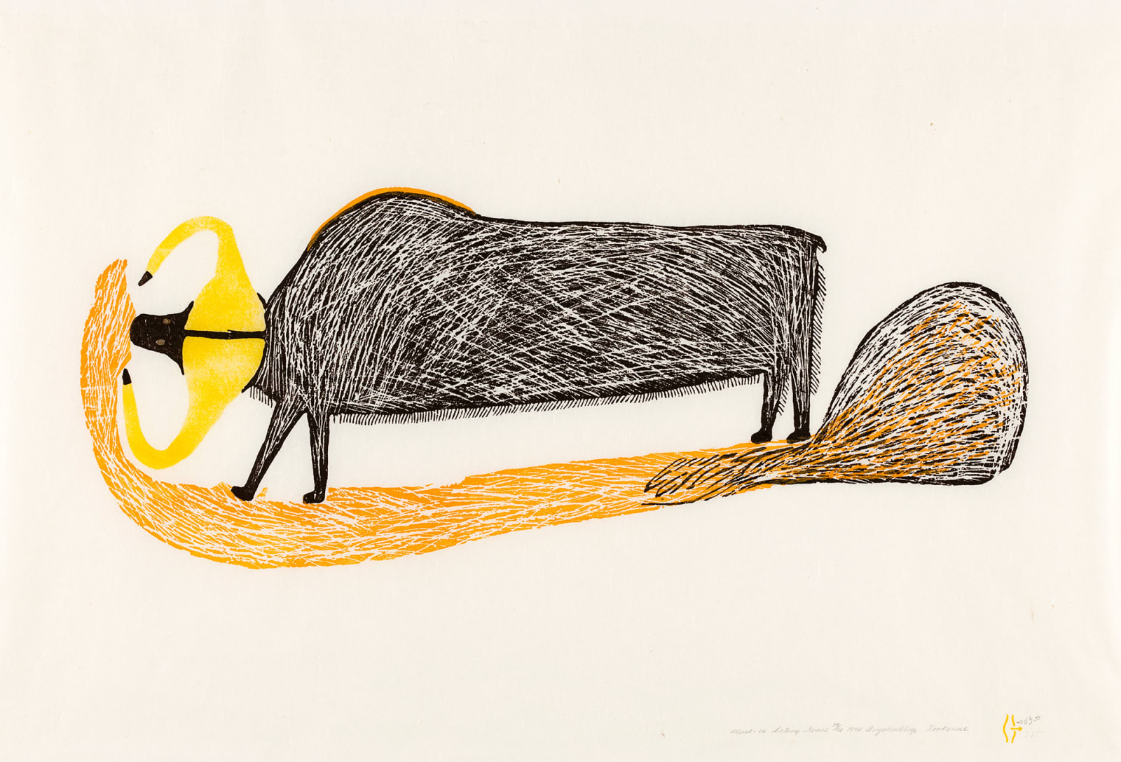 LUKE ANGUHADLUQ (1895-1982) QAMANI’TUAQ (BAKER LAKE), Musk-ox Eating Grass, 1973 #16