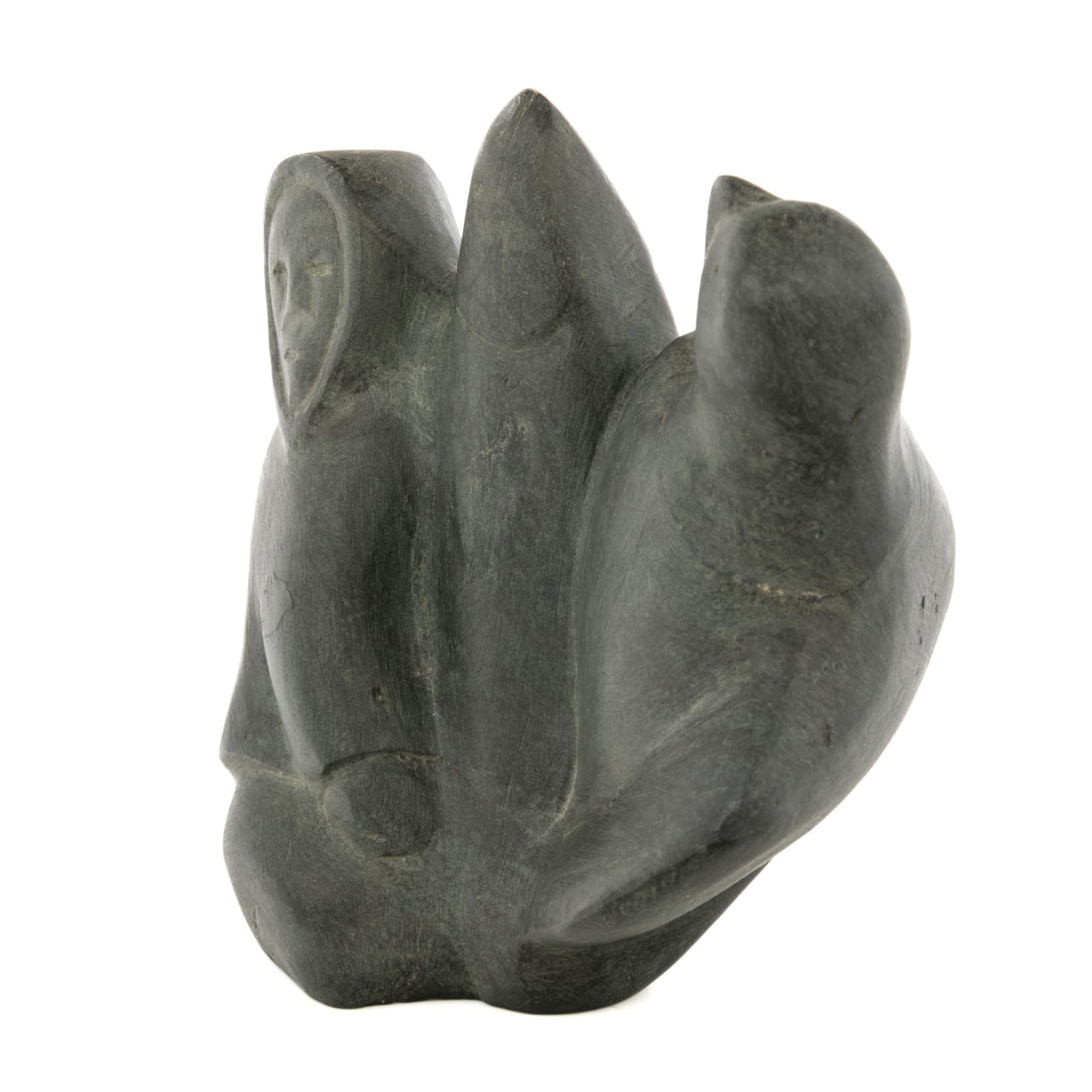 ADA EYETOAQ (1934-) QAMANI'TUAQ (BAKER LAKE), Inuk with Fish and Bird, 1985