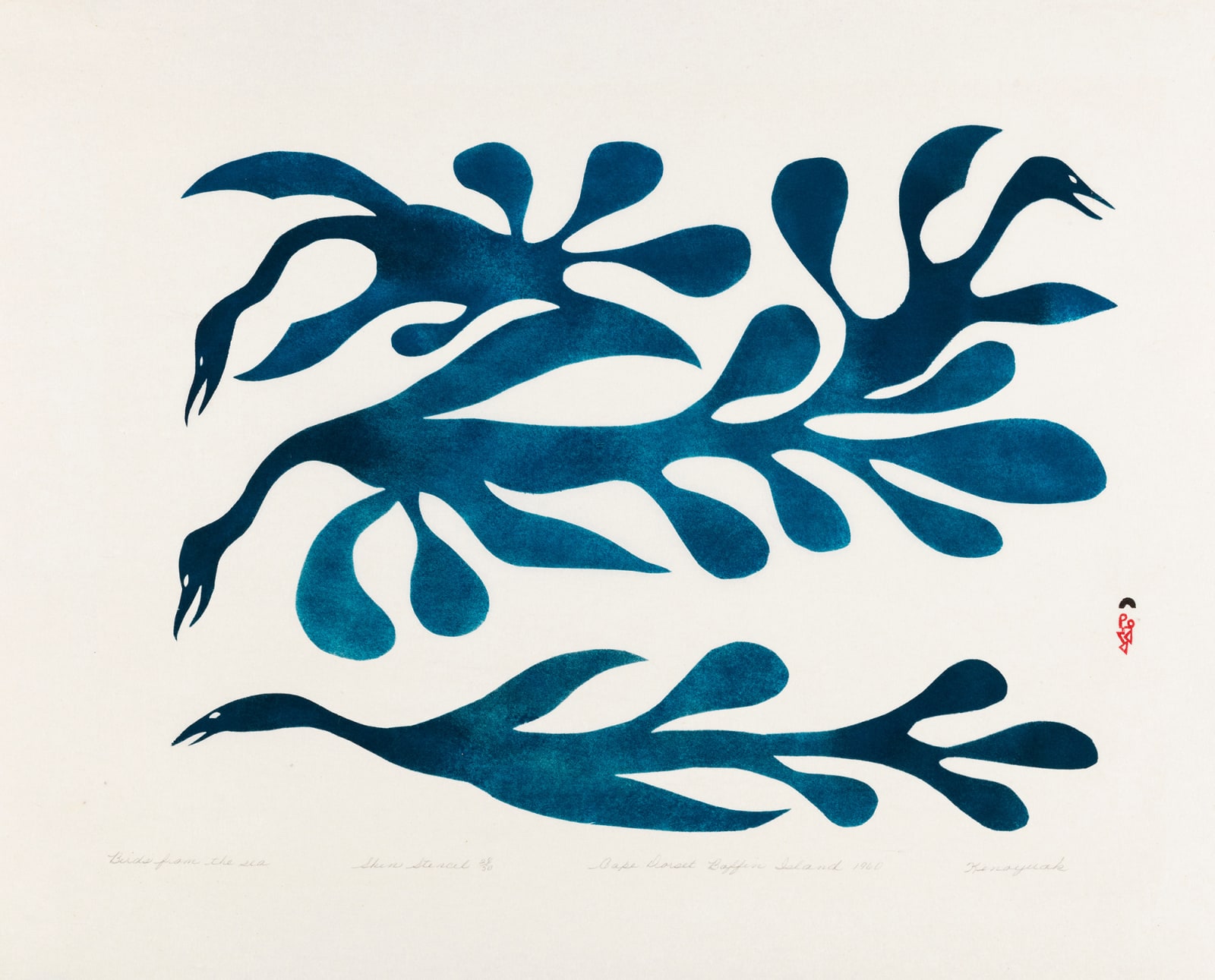 KENOJUAK ASHEVAK, C.C., R.C.A. (1927-2013) KINNGAIT (CAPE DORSET), Birds From The Sea, 1960 #22