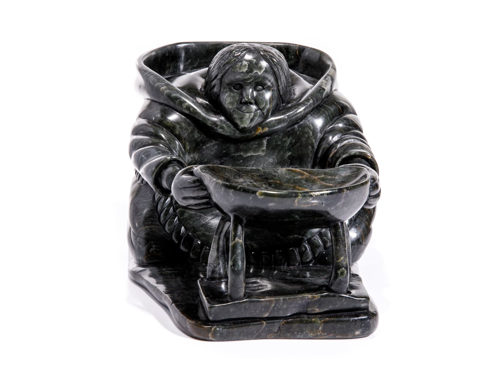 JOBIE OHAITUK (1946-) INUKJUAK (PORT HARRISON), Kneeling Woman Tending a Qulliq, 1996