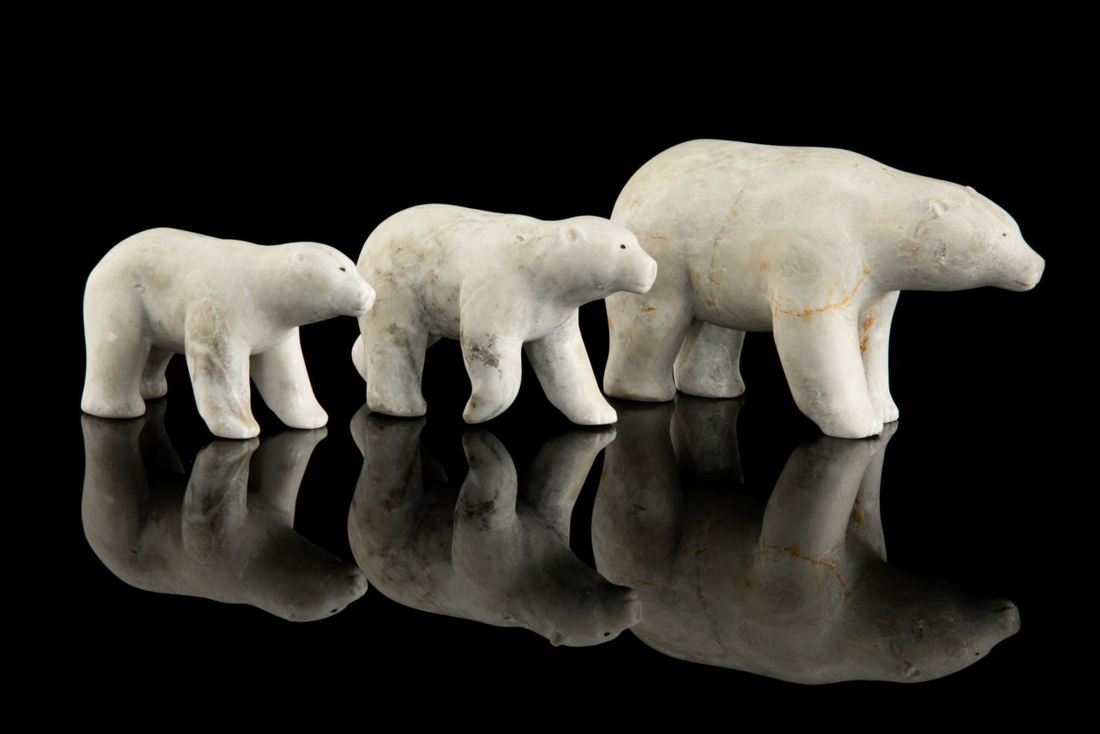 UNIDENTIFIED ARTIST, KANGIQTUGAAPIK (CLYDE RIVER), Polar Bear Mother with Cubs in Tow, mid 1960s